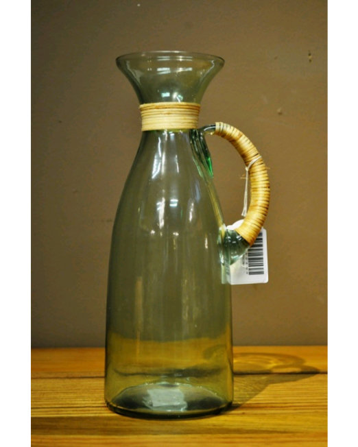 ΚΑΝΑΤΑ ΣΕΡΒΙΡΙΣΜΑΤΟΣ ΑΠΟ ΦΥΣΗΤΟ ΓΥΑΛΙ ΣΕ ΠΡΑΣΙΝΟ ΧΡΩΜΑ ΜΕ ΛΕΠΤΟΜΕΡΕΙΕΣ ΑΠΟ ΜΠΑΜΠΟΥ ΣΤΟ ΧΕΡΟΥΛΙ ΚΑΙ ΣΤΟ ΛΑΙΜΟ 15×28cm 750ml