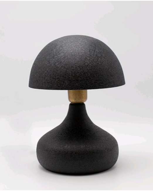 ΜΕΤΑΛΛΙΚΟ ΕΠΙΤΡΑΠΕΖΙΟ ΦΩΤIΣΤΙΚΟ "MUSROOM" ΜΕ ΑΝΑΓΛΥΦΗ ΜΑΥΡΗ ΥΦΗ 20×20×29cm