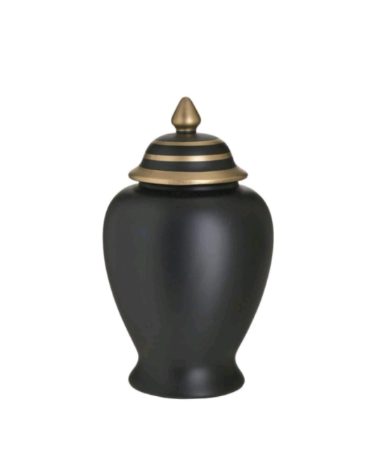 ΜΑΥΡΟ ΜΑΤ ΚΕΡΑΜΙΚΟ ΒΑΖΟ ΜΕ ΡΙΓΕ ΧΡΥΣΟ ΜΑΥΡΟ ΚΑΠΑΚΙ 16×30cm