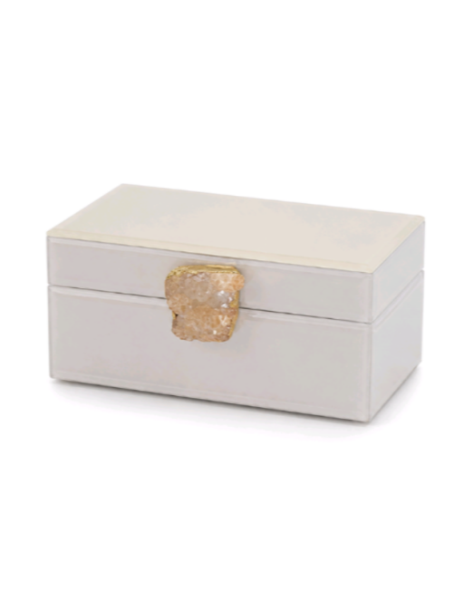 LUXURY GLOSSY JEWELRY BOX ΜΕ ΔΙΑΚΟΣΜΗΤΙΚΟ ΦΥΣΙΚΟ ΚΡΥΣΤΑΛΛΟ -ΕΚΡΟΥ 24×16,50×9,50cm