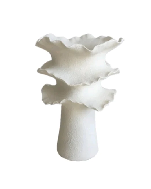ΛΕΥΚΟ ΔΙΑΚΟΣΜΗΤΙΚΟ ΒΑΖΟ ORGANIC DESIGN ΜΕ ΑΝΑΓΛΥΦΗ ΥΦΗ 25×33CM