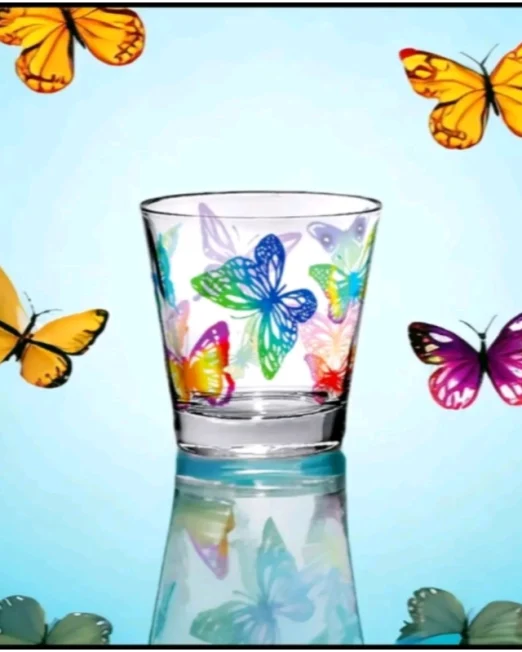 SET 6 ΠΟΤΗΡΙΩΝ ΠΟΛΛΑΠΛΩΝ ΧΡΗΣΕΩΝ "BUTTERFLY COLORS" 8,6×8,7CM 250ml