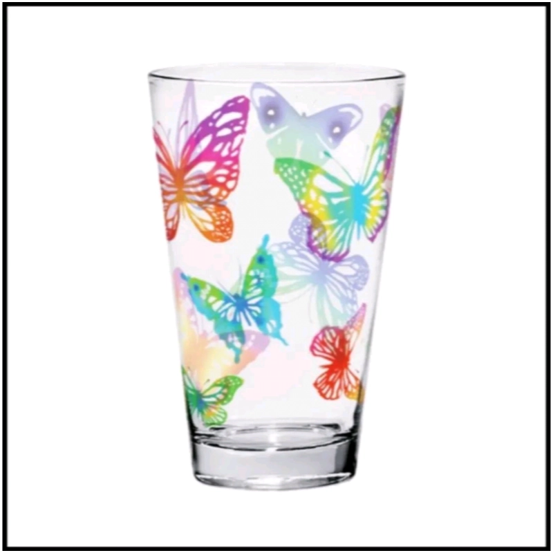 SET 6 ΠΟΤΗΡΙΩΝ ΝΕΡΟΥ “BUTTERFLY GARDEN”-ΓΥΑΛΙΝΑ ΠΟΤΗΡΙΑ ΜΕ ΠΟΛΥΧΡΩΜΕΣ ΠΕΤΑΛΟΥΔΕΣ 8×13CM 310ml