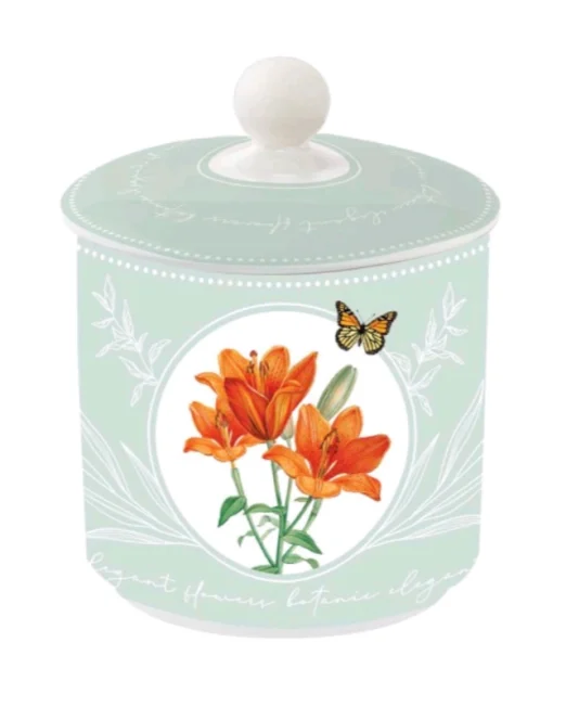ΒΑΖΟ ΑΠΟΘΗΚΕΥΣΗΣ FLORAL MINT-"ORANGE LILY" ΑΠΟ ΠΟΡΣΕΛΑΝΗ 10,50×13CM