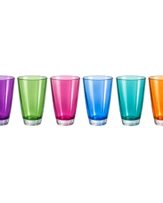 ΣΕΤ 6 ΓΥΑΛΙΝΑ ΠΟΤΗΡΙΑ ΠΟΛΥΧΡΩΜΑ 6×13,50cm 370ml