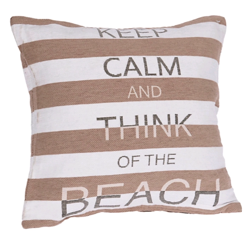 ΔΙΑΚΟΣΜΗΤΙΚΟ ΜΑΞΙΛΑΡΙ “KEEP CALM AND THINK OF THE BEACH”  ΣΕ ΜΠΕΖ ΚΑΙ ΛΕΥΚΕΣ ΑΠΟΧΡΩΣΕΙΣ  45×45 cm