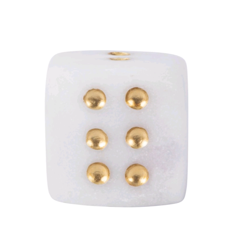 Διακοσμητικό Πολυεστερικό Ζάρι White & Gold Luxury Design 16×16×16cm