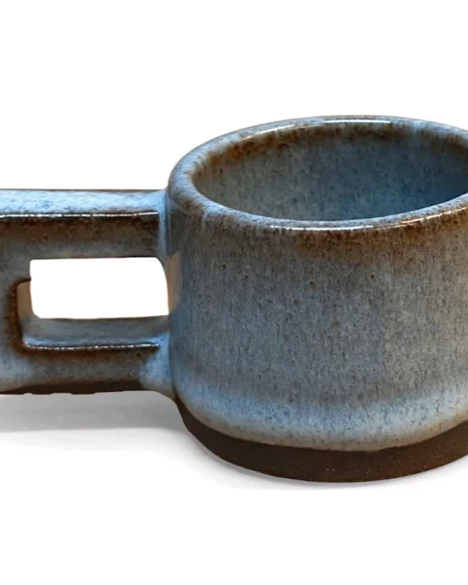 Architect Espresso Cup - Χειροποίητο Κεραμικό Φλιτζάνι με Τετράγωνο Χερούλι | Blue Grey 8,5×5,5×4,5cm
