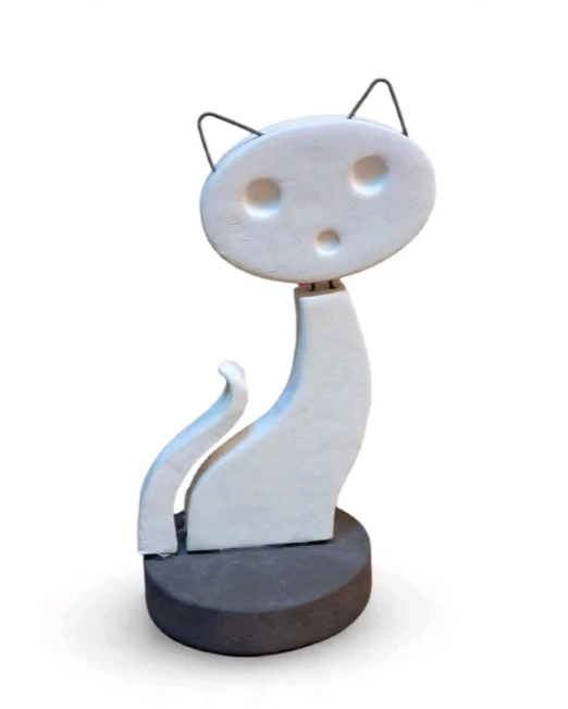 Χειροποίητη Κεραμική Γατούλα – Λευκή 5×5×12,50cm